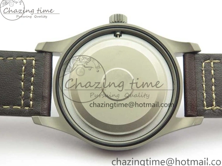 MIROTIME 0113 SmartChoice Mark XVIII IW327006 Titanium M+F 1:1 Best Edition Black Dial on Brown Leather Strap A 7145